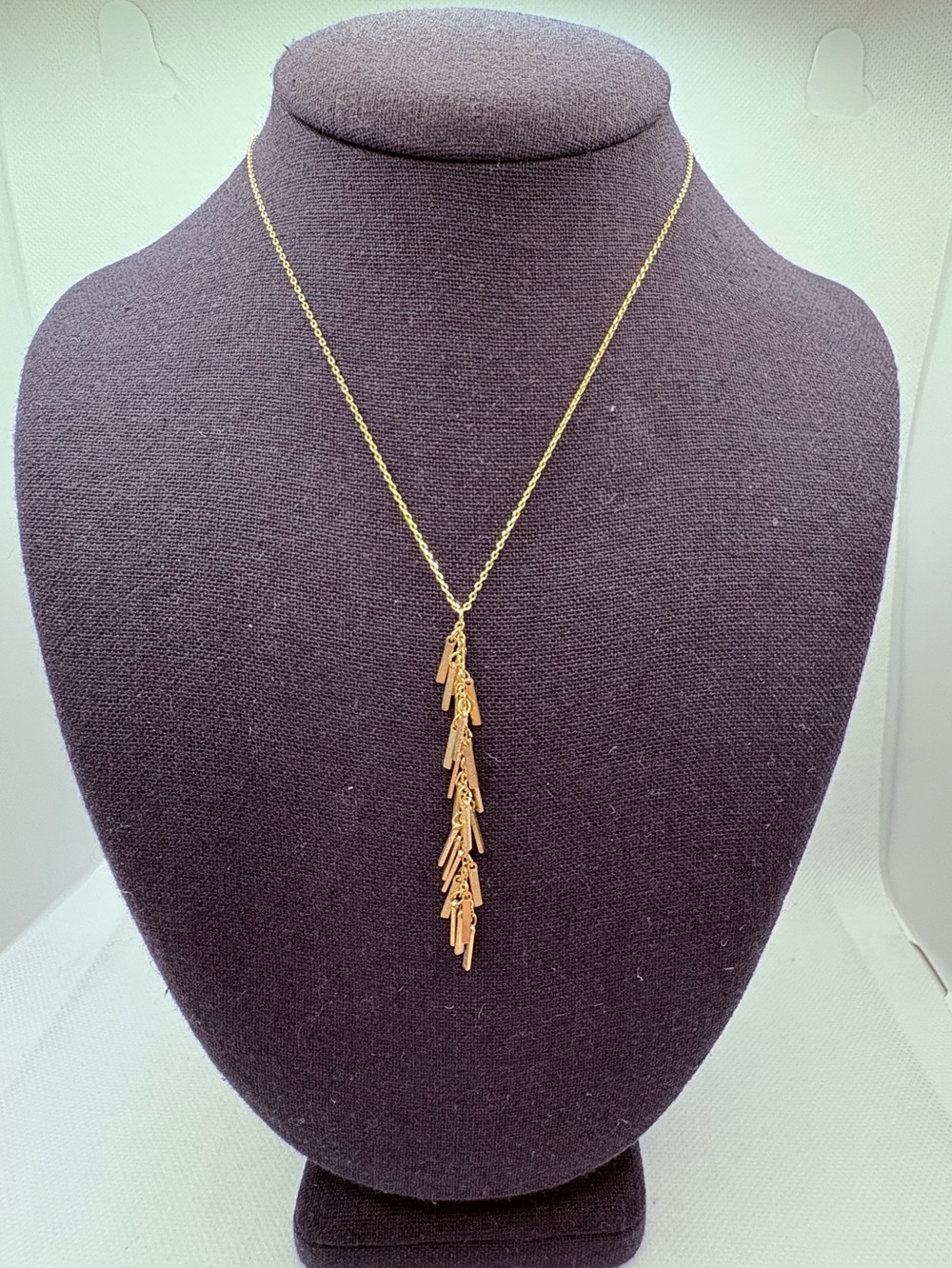 Versano Goldtone Delicate Bars Fringe Drop Necklace 16”-19” Layering